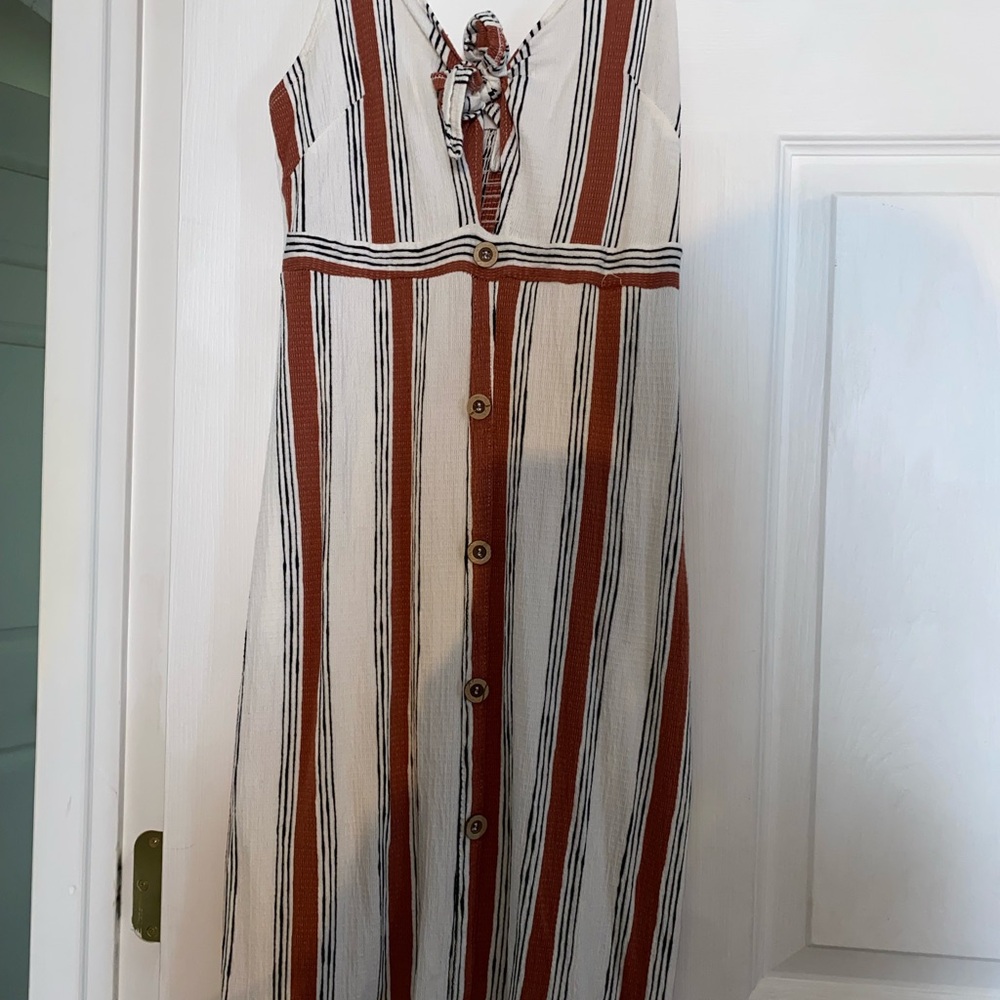 Love Tree Strapless Brown and Cream Striped Dress